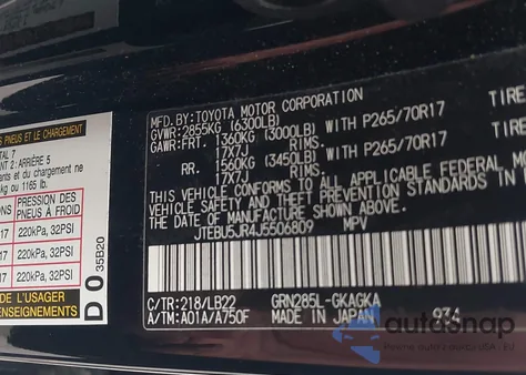 2018 Toyota 4Runner Sr5 Premium z USA, uszkodzony, nr VIN JTEBU5JR4J5506809